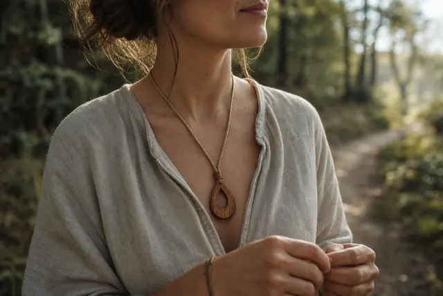 Collier bois liège pour amatrice de nature : Collier bois liège pour femme amatrice de nature et d’authenticité