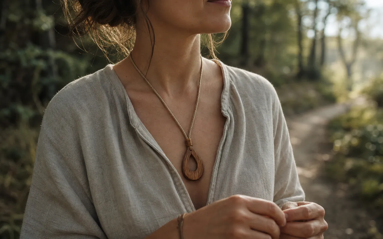Collier bois liège pour amatrice de nature : Collier bois liège pour femme amatrice de nature et d’authenticité