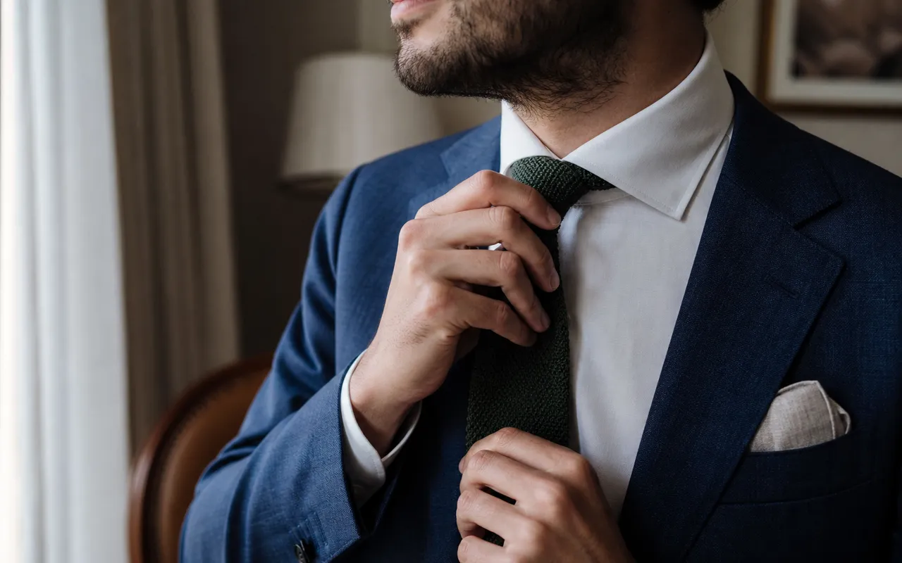 Cravate mariage en tricot élégant : Texture tendance et chic avec une cravate en tricot pour mariage