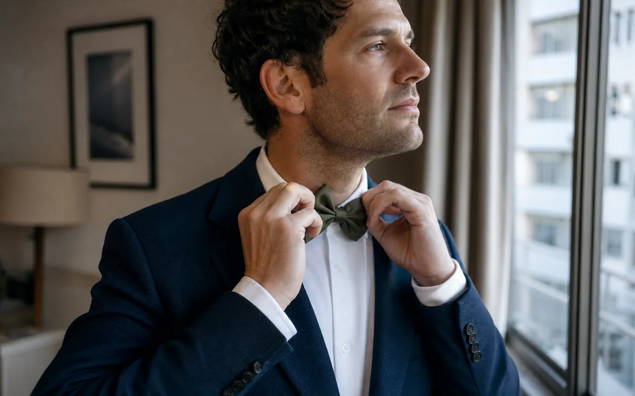 Nœud papillon vert olive élégant : Teinte sobre et originale avec un nœud papillon vert olive