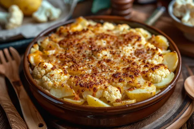 Recette savoureuse de gratin aux pommes de terre et choux-fleur facile à réaliser