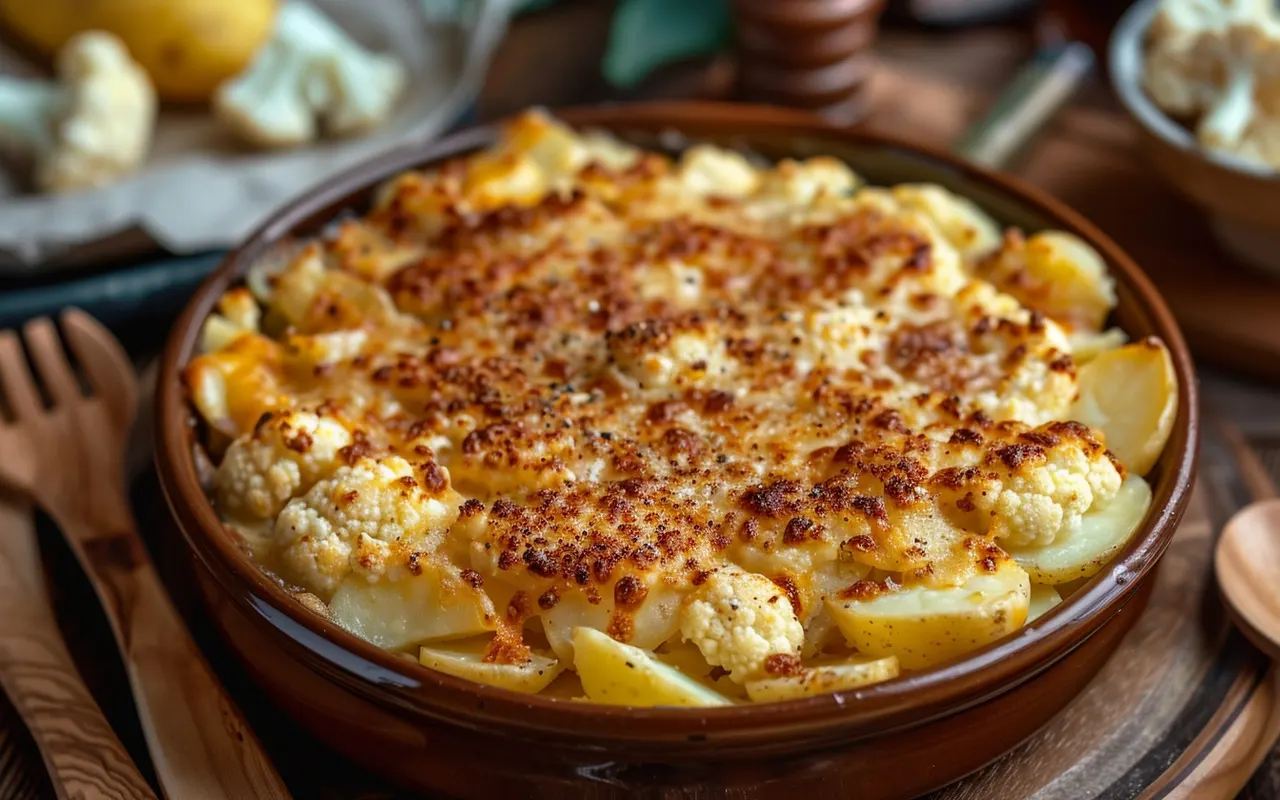 Recette savoureuse de gratin aux pommes de terre et choux-fleur facile à réaliser